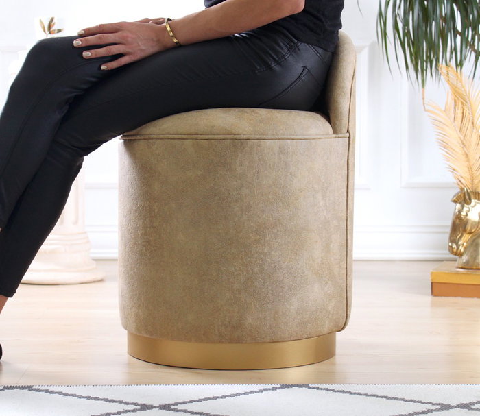 Atelier Del Sofa Puf de Piel de Nobuk Camel